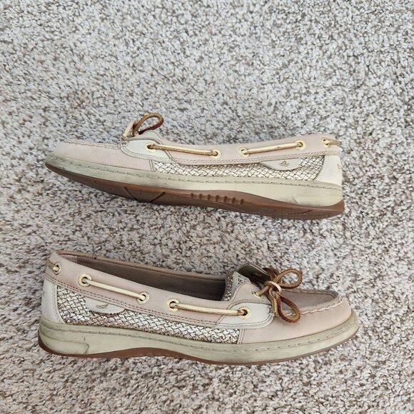 Sperry Tan Leather Gold Sequin Boat Shoes - Picture 6 of 10